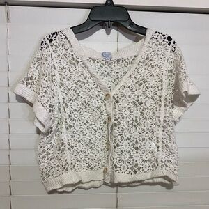 Blue Rain White Knit Sweater